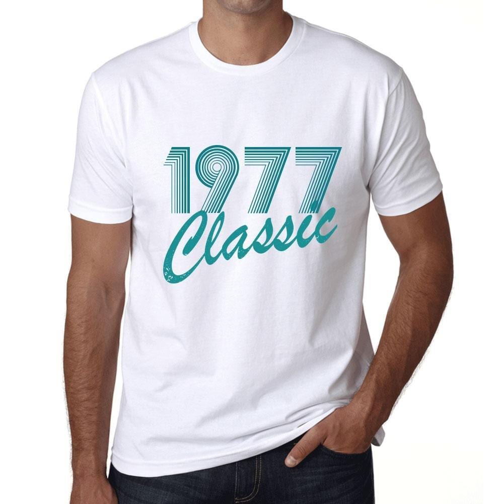 Ultrabasic - Homme T-Shirt Graphique Years Lines Classic 1977 Blanc