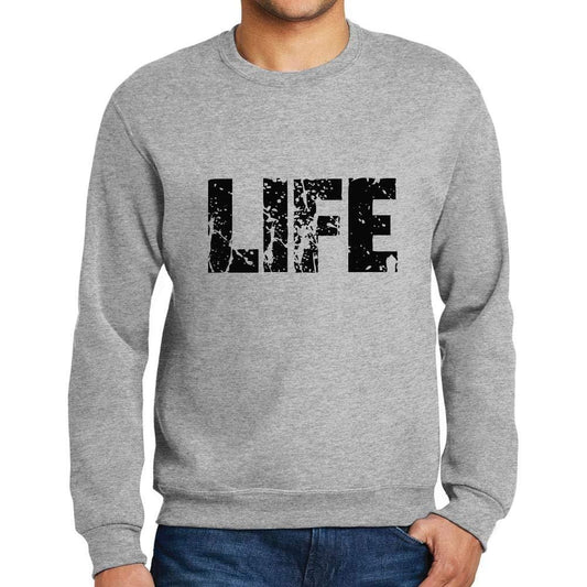 Ultrabasic Homme Imprimé Graphique Sweat-Shirt Popular Words Life Gris Chiné