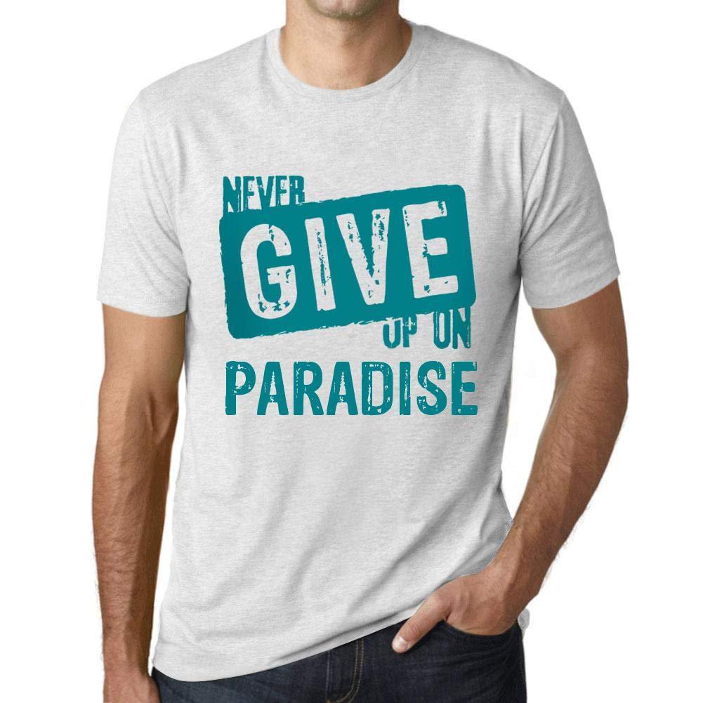 Ultrabasic Homme T-Shirt Graphique Never Give Up on Paradise Blanc Chiné