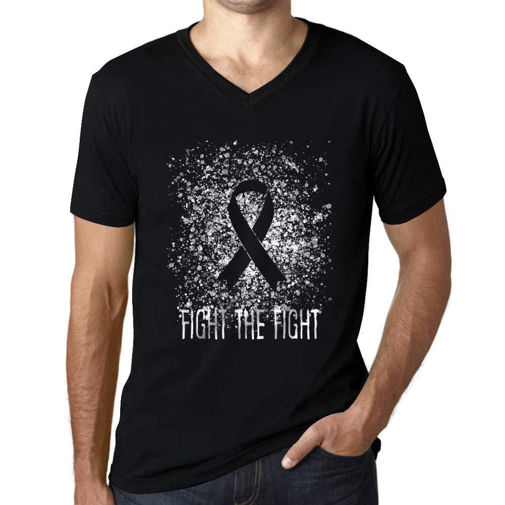 Homme Graphique Col V Tee Shirt Cancer Fight The Fight Noir Profond