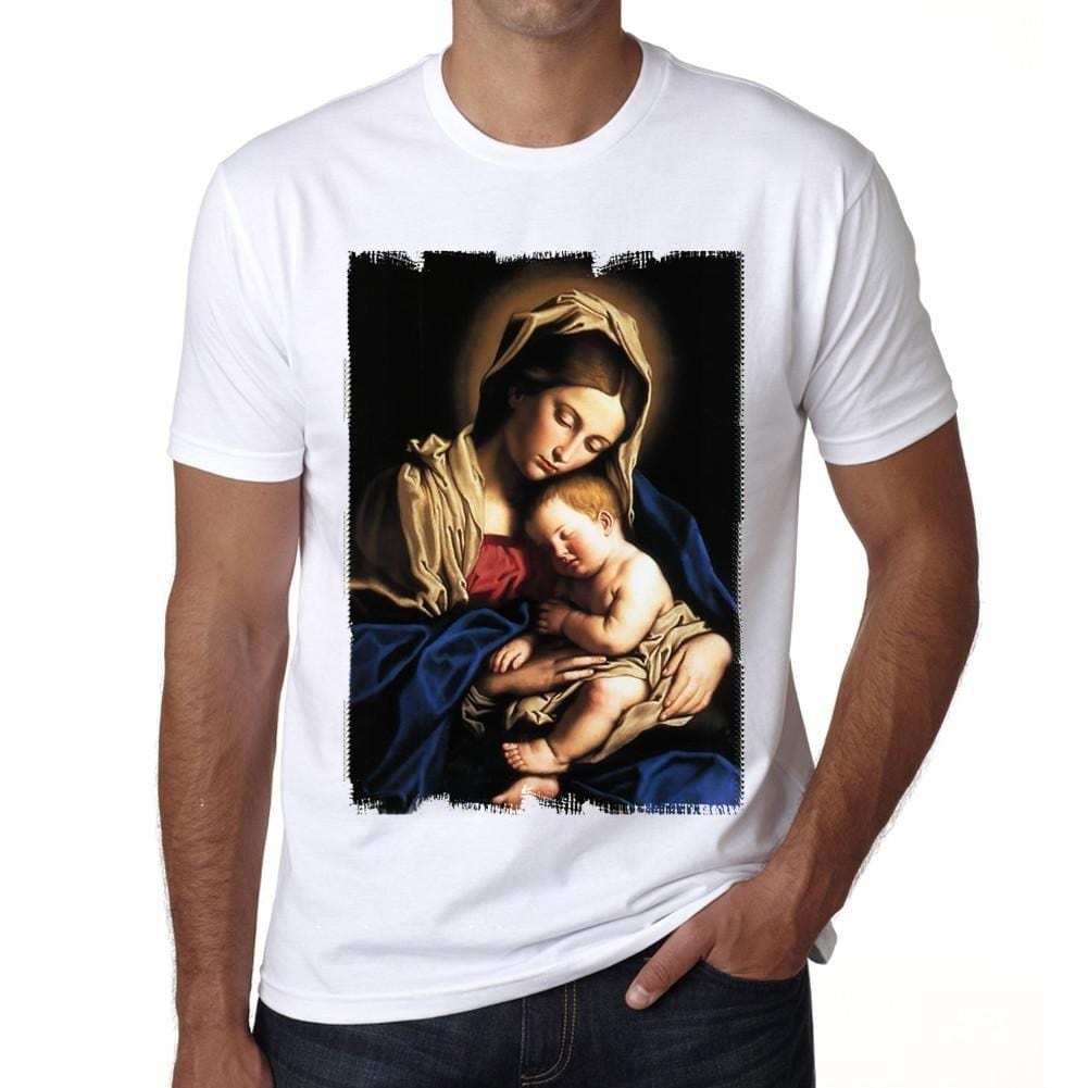 Mary Baby Jesus H T-Shirt,Homme,Blanc,t Shirt Homme