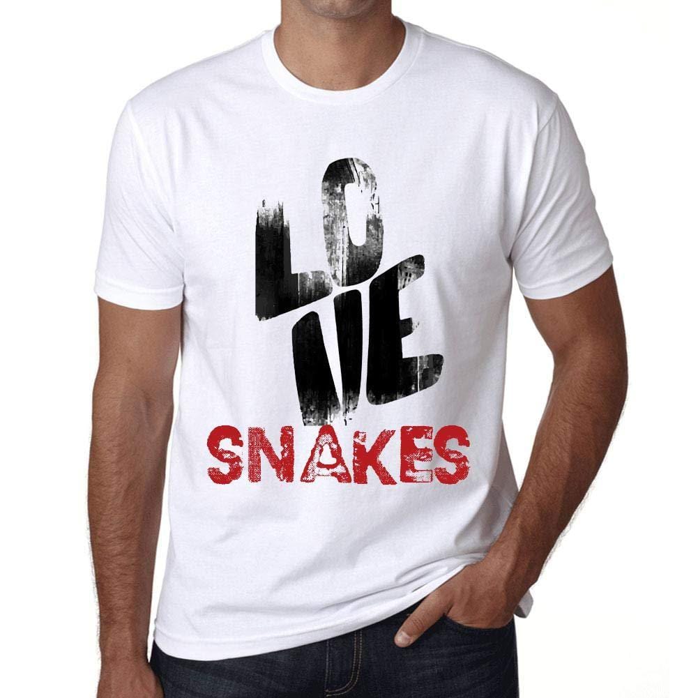 Ultrabasic - Homme T-Shirt Graphique Love Snakes Blanc