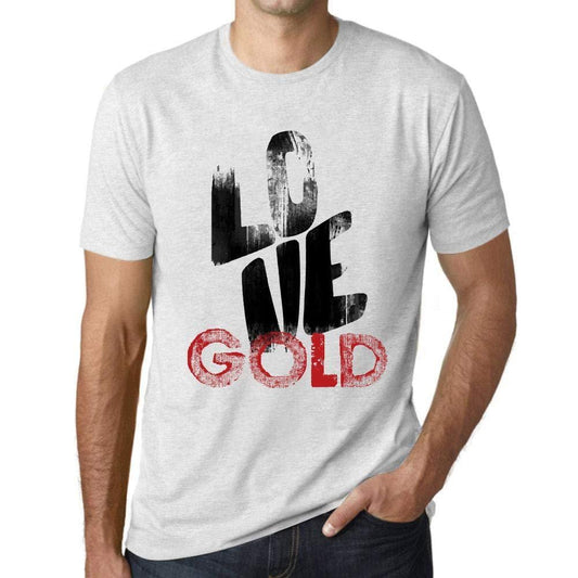Ultrabasic - Homme T-Shirt Graphique Love Gold Blanc Chiné