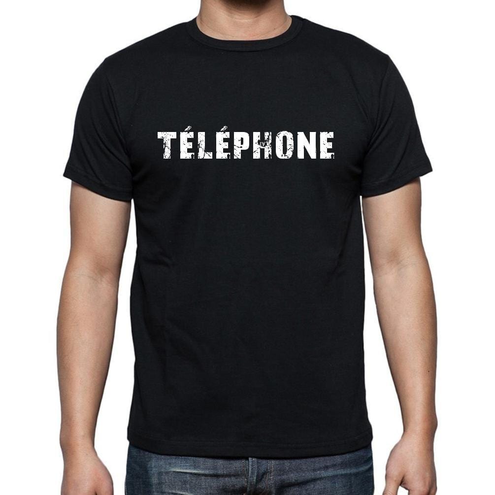 téléphone, t-Shirt pour Homme, en Coton, col Rond, Noir