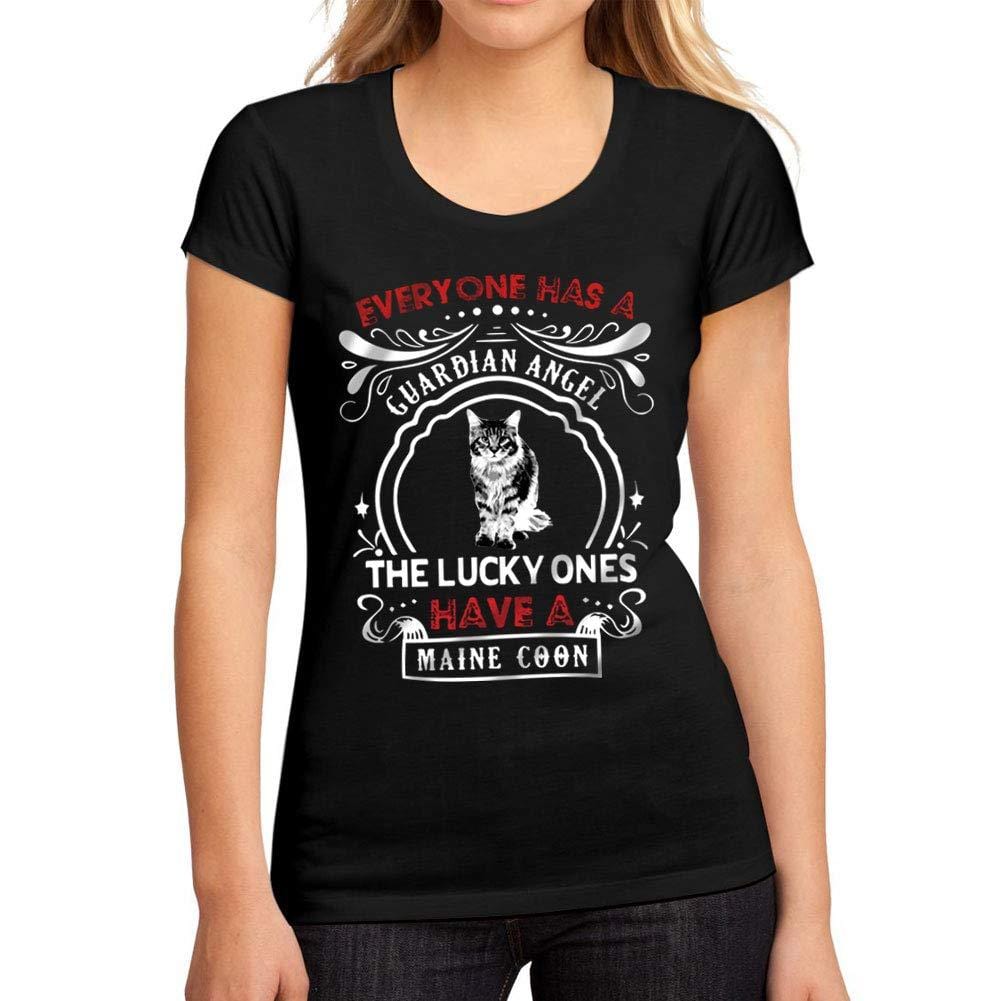 Femme Graphique Tee Shirt Cat Maine Coon Noir Profond