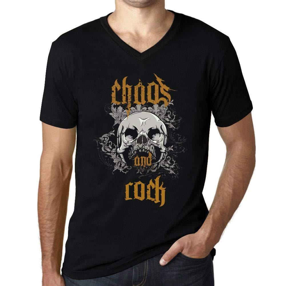Ultrabasic - Homme Graphique Col V Tee Shirt Chaos and Rock Noir Profond