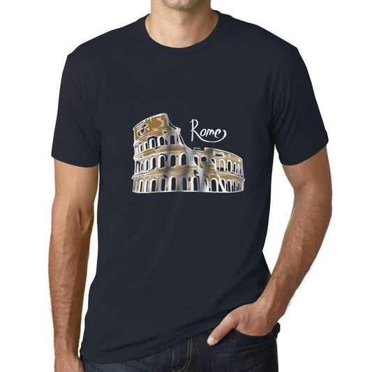 Ultrabasic - Homme Graphique Rome T-Shirt Imprimé Lettres Marine