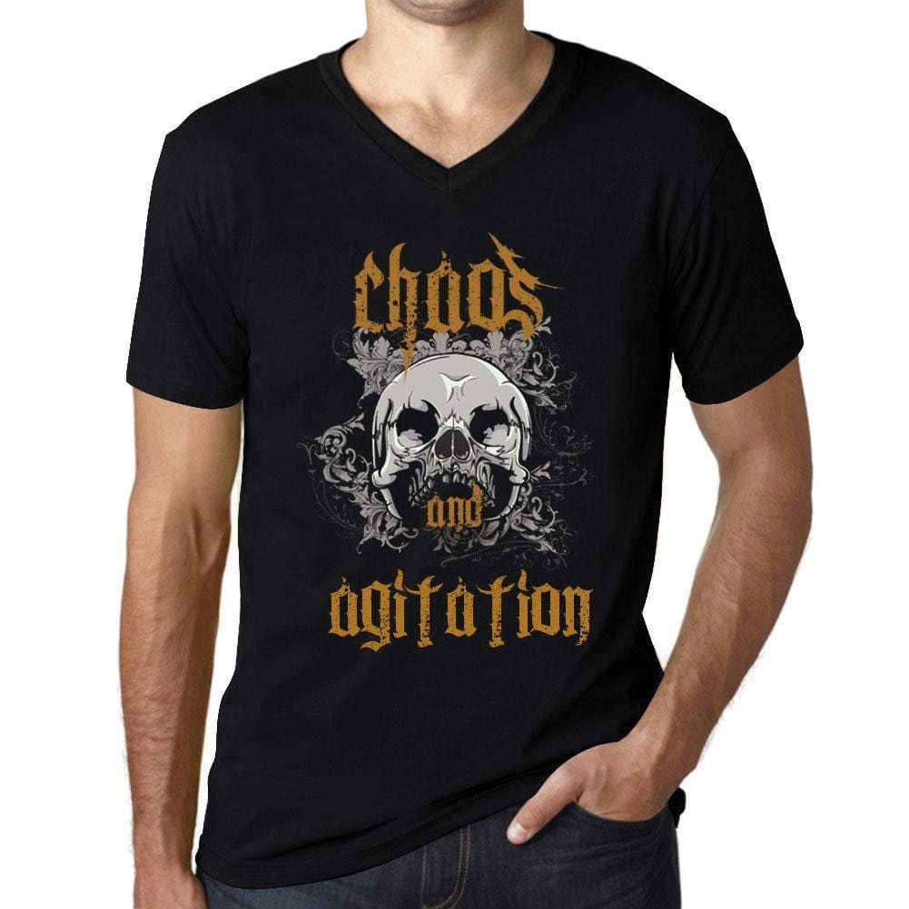 Ultrabasic - Homme Graphique Col V Tee Shirt Chaos and Agitation Noir Profond