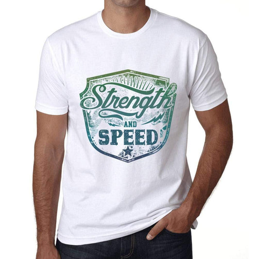 Homme T-Shirt Graphique Imprimé Vintage Tee Strength and Speed Blanc