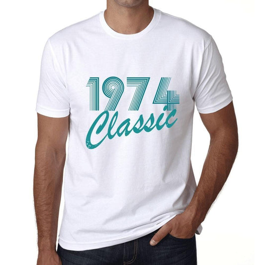 Ultrabasic - Homme T-Shirt Graphique Years Lines Classic 1974 Blanc