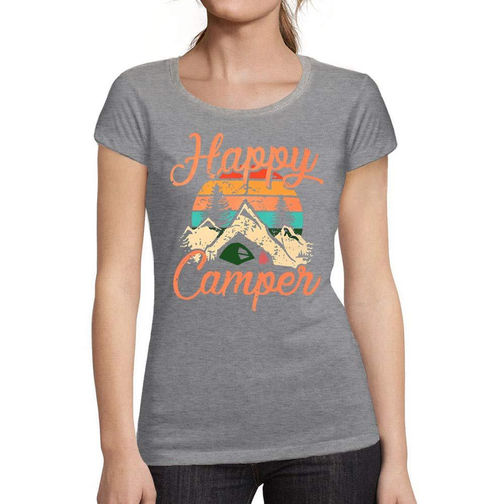 Ultrabasic® Tee-Shirt Femme Manches Courtes Happy Camper Idée de Cadeau T-Shirt Anniversaire Vintage Tee