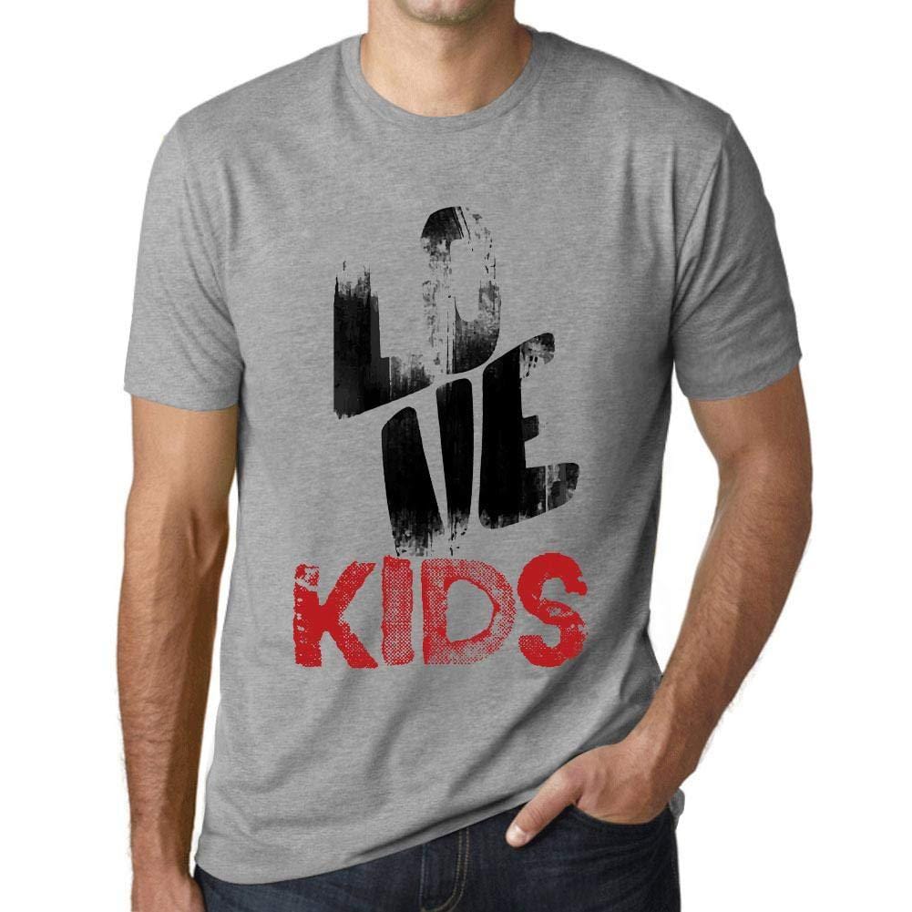 Ultrabasic - Homme T-Shirt Graphique Love Kids Gris Chiné