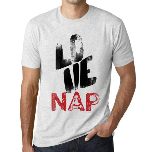 Ultrabasic - Homme T-Shirt Graphique Love Nap Blanc Chiné