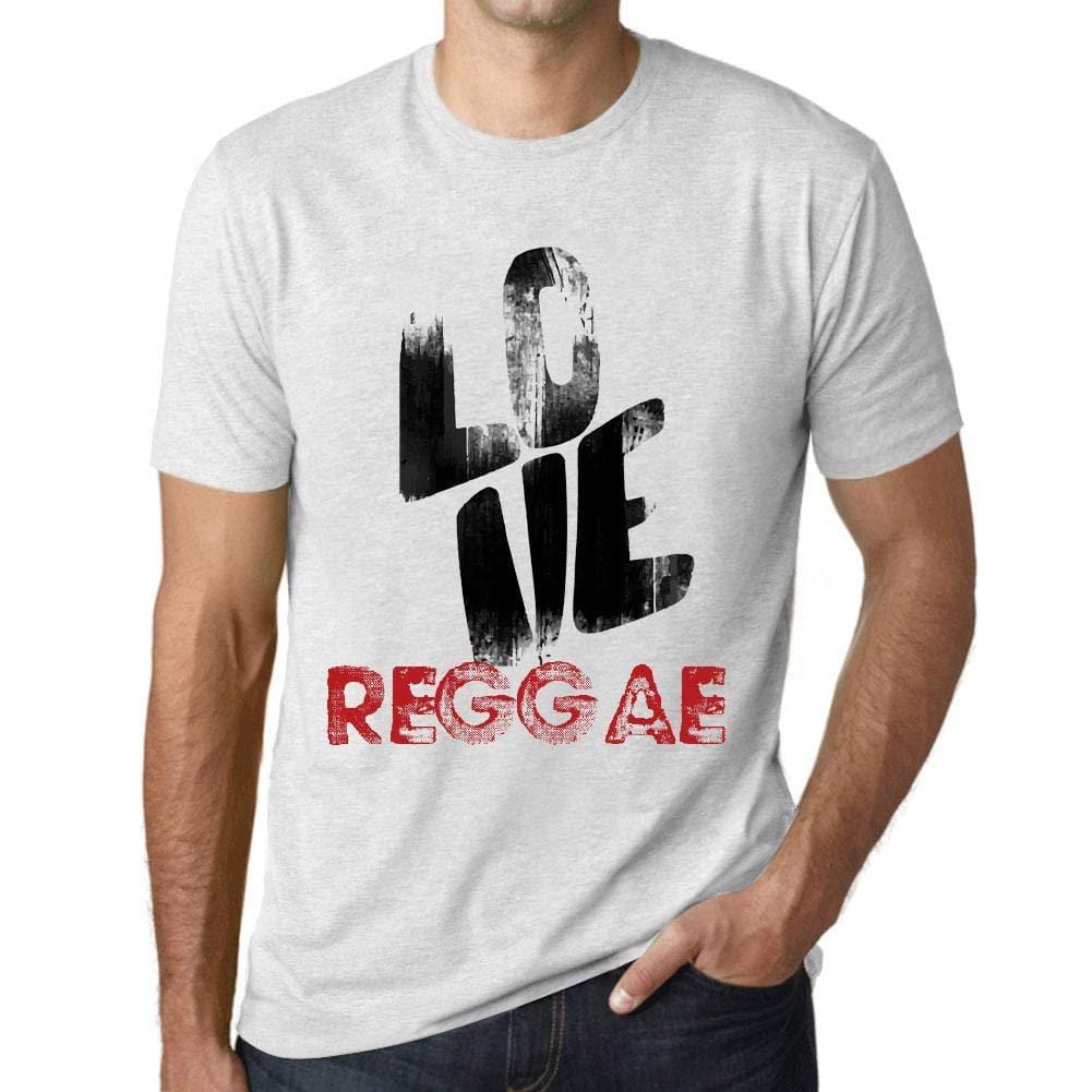 Ultrabasic - Homme T-Shirt Graphique Love Reggae Blanc Chiné