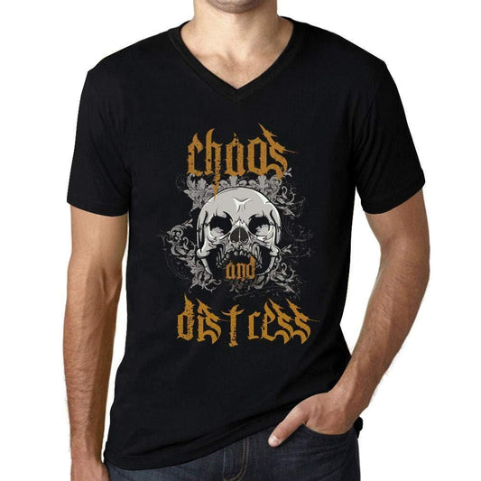 Ultrabasic - Homme Graphique Col V Tee Shirt Chaos and Distress Noir Profond