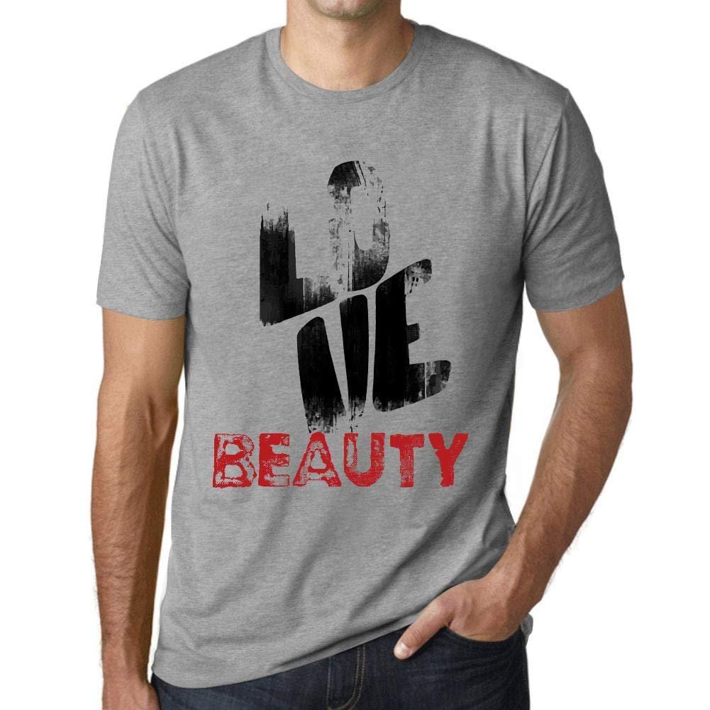 Ultrabasic - Homme T-Shirt Graphique Love Beauty Gris Chiné