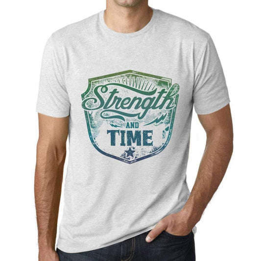 Homme T-Shirt Graphique Imprimé Vintage Tee Strength and Time Blanc Chiné