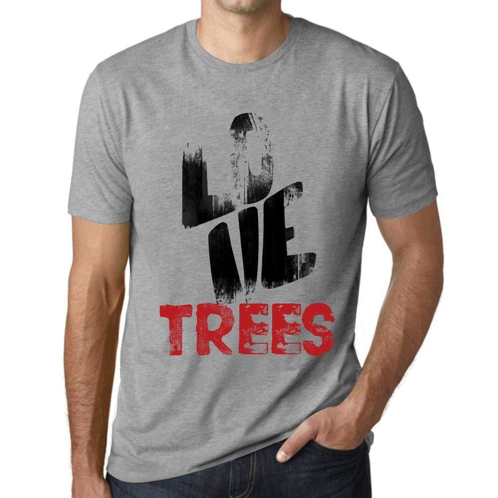 Ultrabasic - Homme T-Shirt Graphique Love Trees Gris Chiné