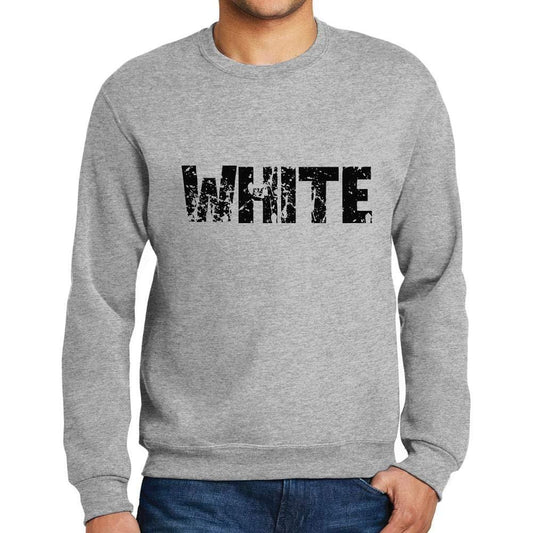 Ultrabasic Homme Imprimé Graphique Sweat-Shirt Popular Words White Gris Chiné