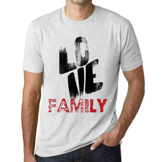 Ultrabasic - Homme T-Shirt Graphique Love Family Blanc Chiné