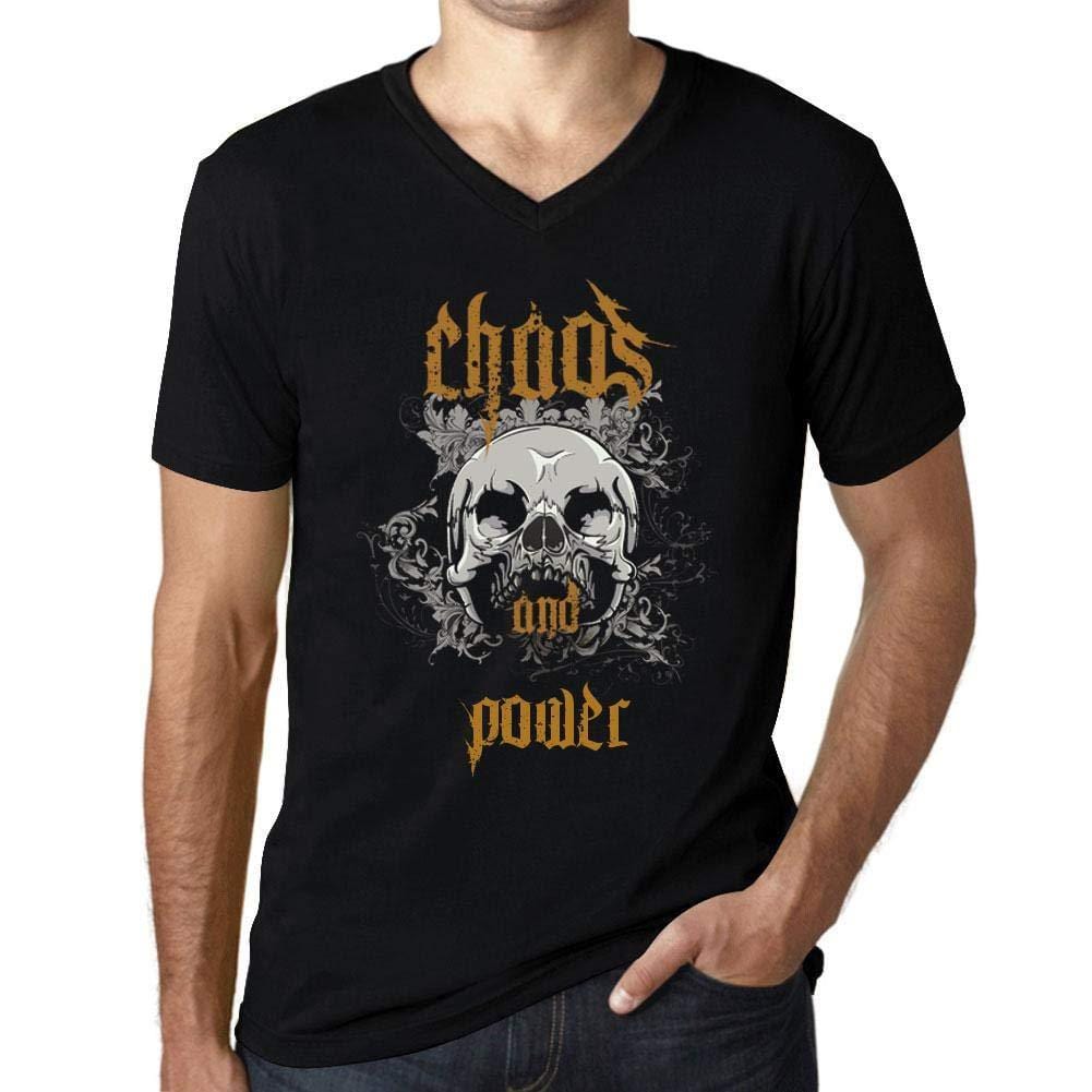 Ultrabasic - Homme Graphique Col V Tee Shirt Chaos and Power Noir Profond
