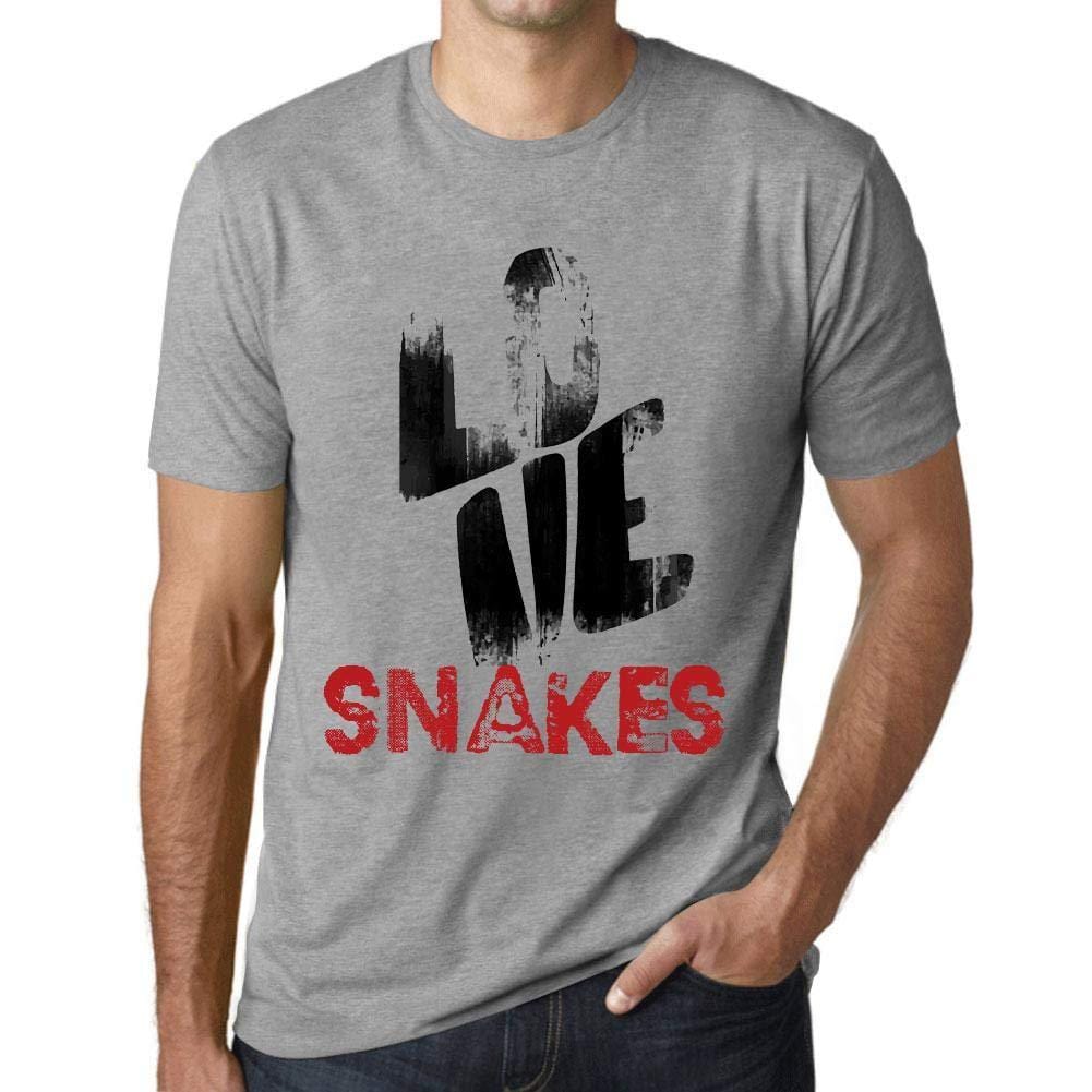 Ultrabasic - Homme T-Shirt Graphique Love Snakes Gris Chiné