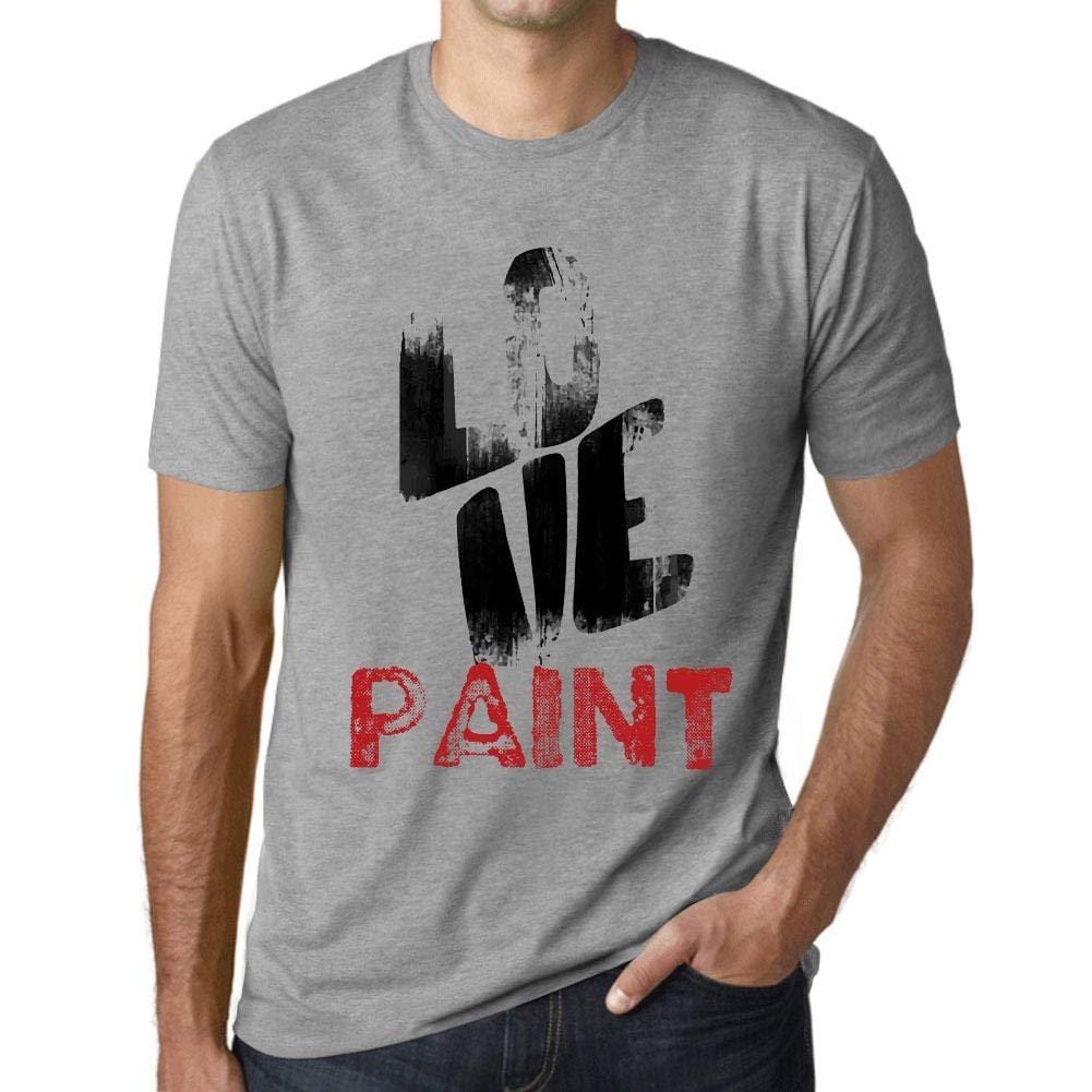 Ultrabasic - Homme T-Shirt Graphique Love Paint Gris Chiné