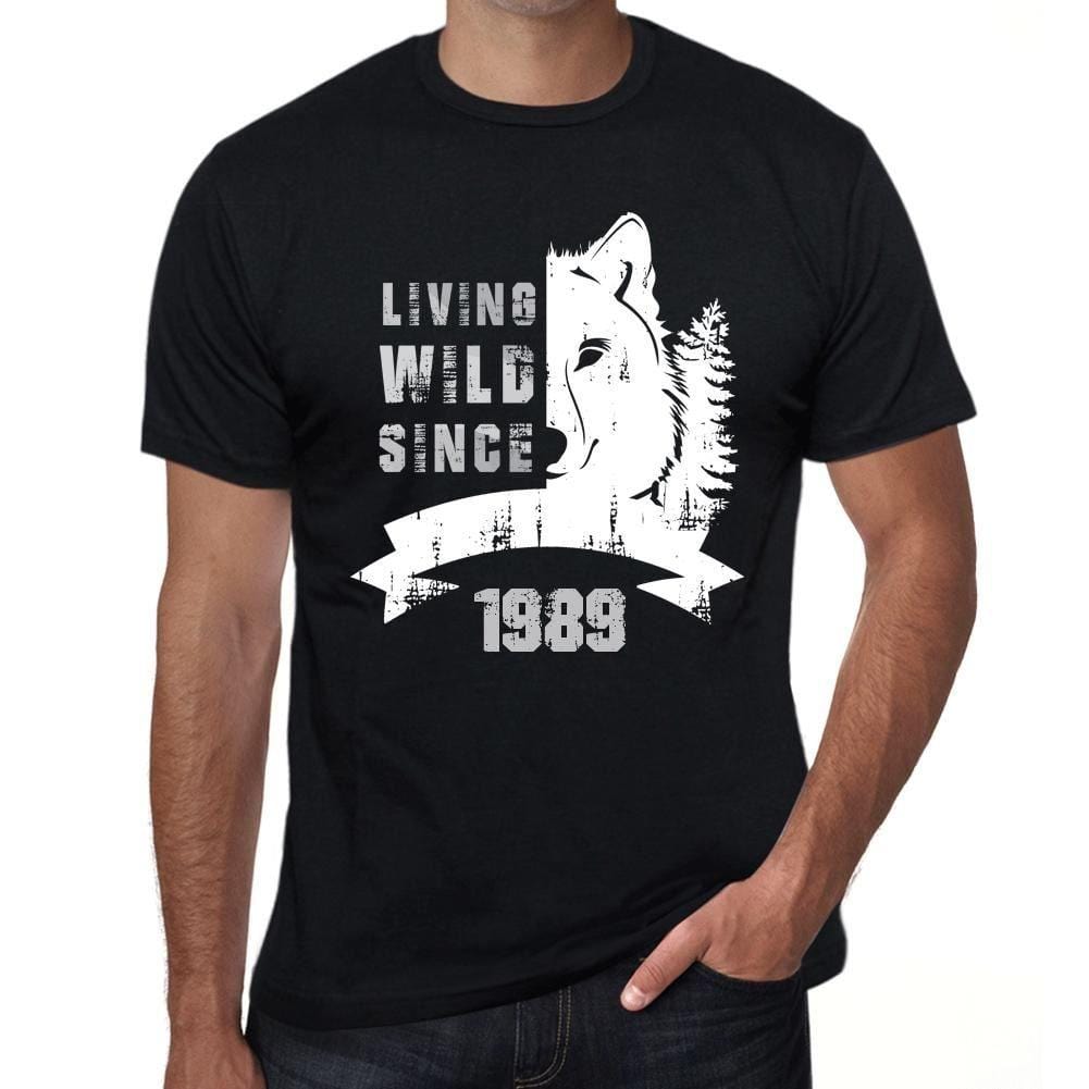 1989, Living Wild Since 1989 Men's T-shirt Black Birthday Gift 00498