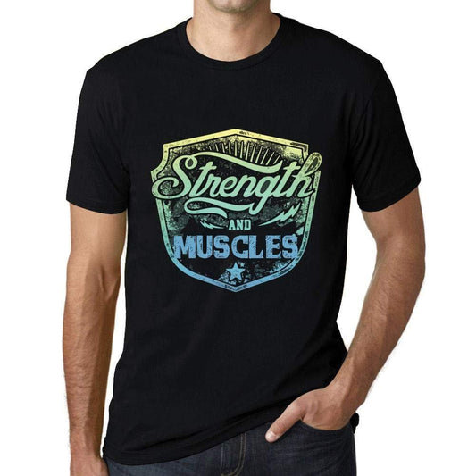 Homme T-Shirt Graphique Imprimé Vintage Tee Strength and Muscles Noir Profond