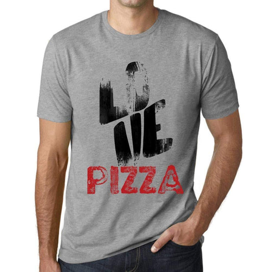 Ultrabasic - Homme T-Shirt Graphique Love Pizza Gris Chiné