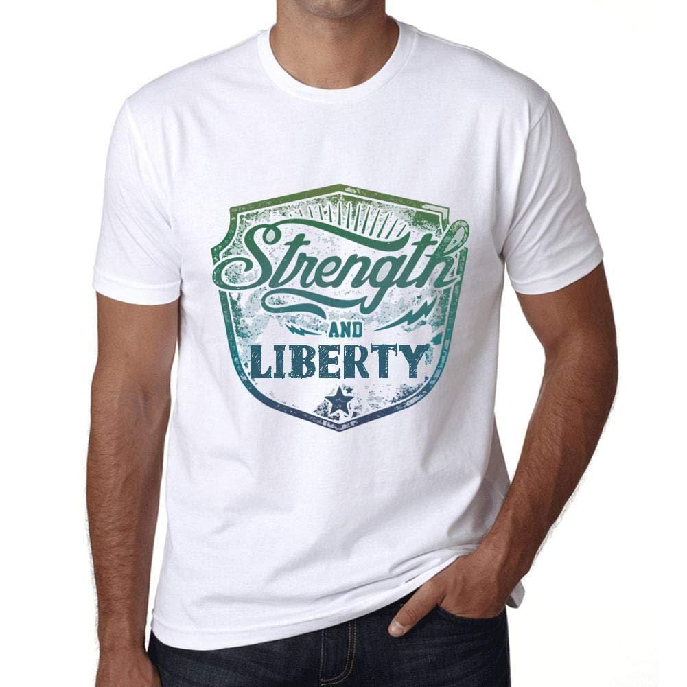 Homme T-Shirt Graphique Imprimé Vintage Tee Strength and Liberty Blanc