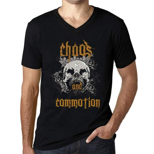 Ultrabasic - Homme Graphique Col V Tee Shirt Chaos and Commotion Noir Profond