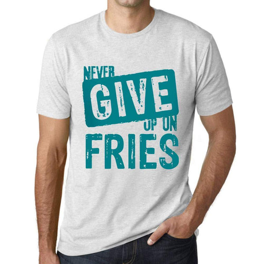 Ultrabasic Homme T-Shirt Graphique Never Give Up on Fries Blanc Chiné