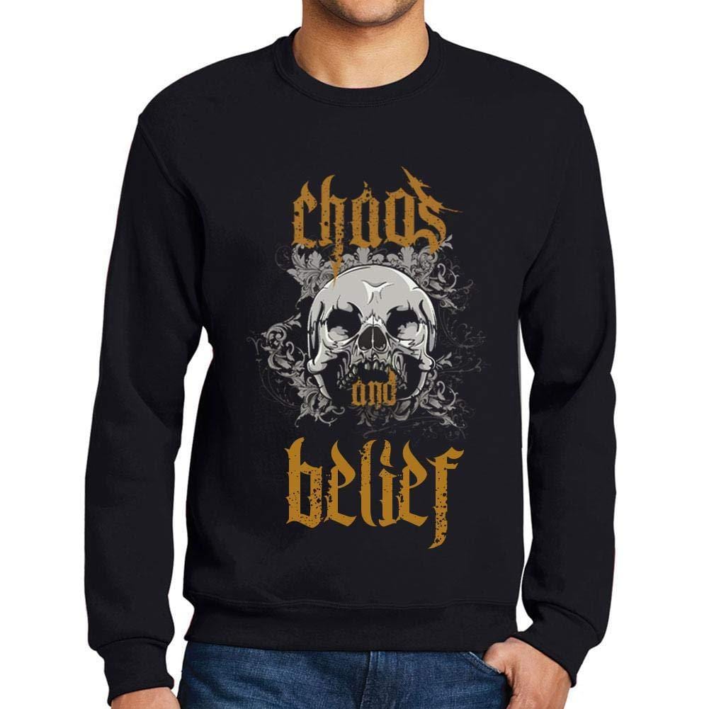 Ultrabasic - Homme Imprimé Graphique Sweat-Shirt Chaos and Belief Noir Profond