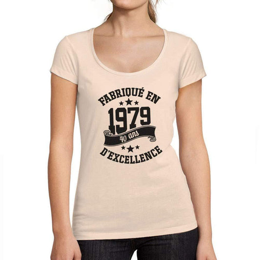 Ultrabasic - Tee-Shirt Femme col Rond Décolleté Fabriqué en 1979, 40 Ans d'être Génial T-Shirt Rose Crémeux
