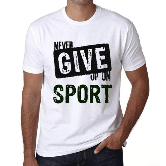 Homme T-Shirt Graphique Never Give Up on Sport Blanc