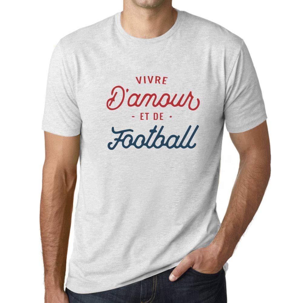 Ultrabasic - Homme Graphique Vivre d'amour et de Football T-Shirt Imprimé Lettres Blanc Chiné