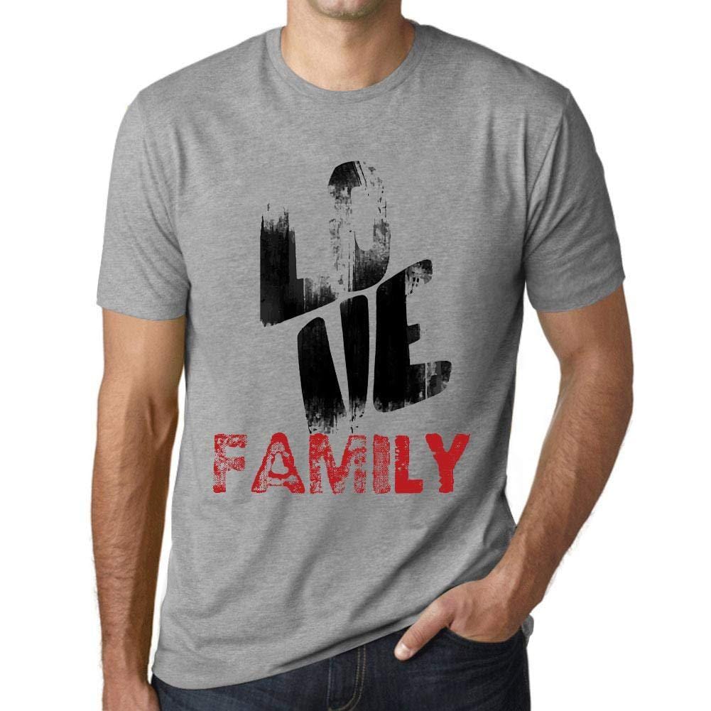Ultrabasic - Homme T-Shirt Graphique Love Family Gris Chiné