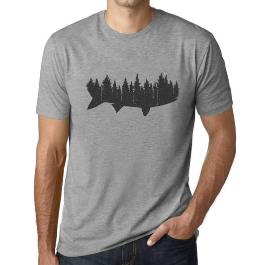 Ultrabasic - Graphic Printed Men's Fish and Forest Tri-Blend T-Shirt