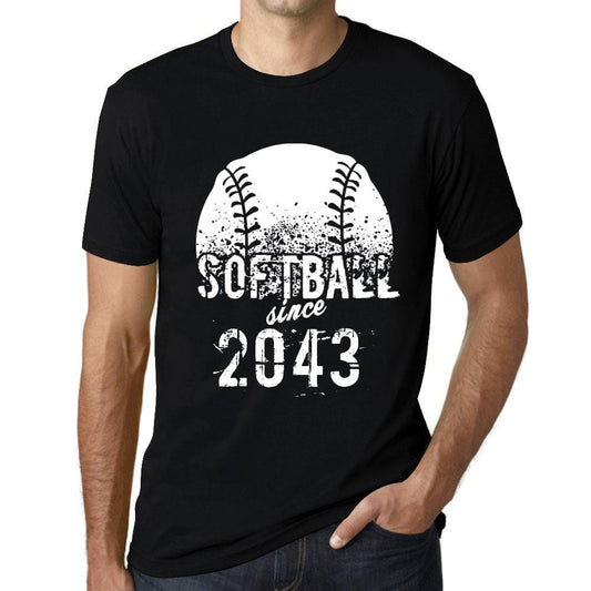 Men&rsquo;s Graphic T-Shirt Softball Since 2043 Deep Black - Ultrabasic