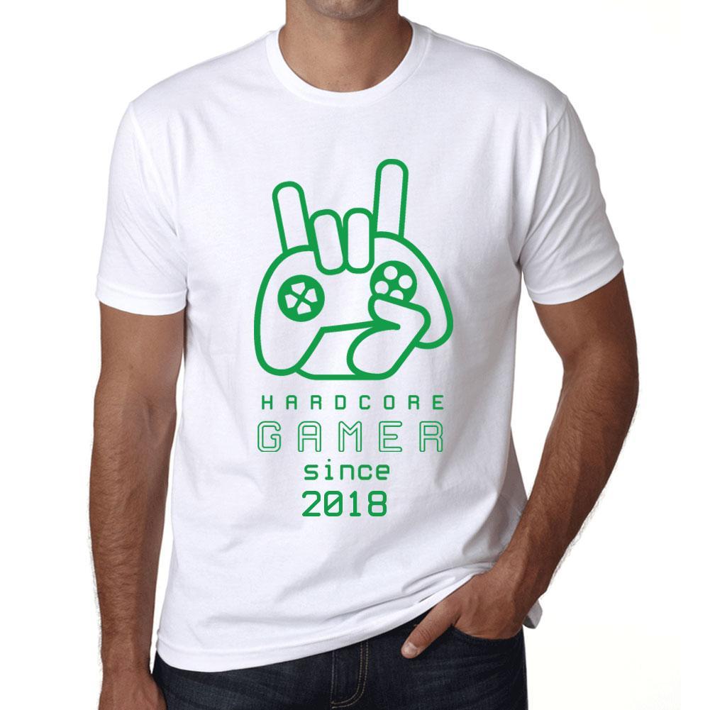 Men&rsquo;s Graphic T-Shirt Hardcore Gamer Since 2018 White - Ultrabasic