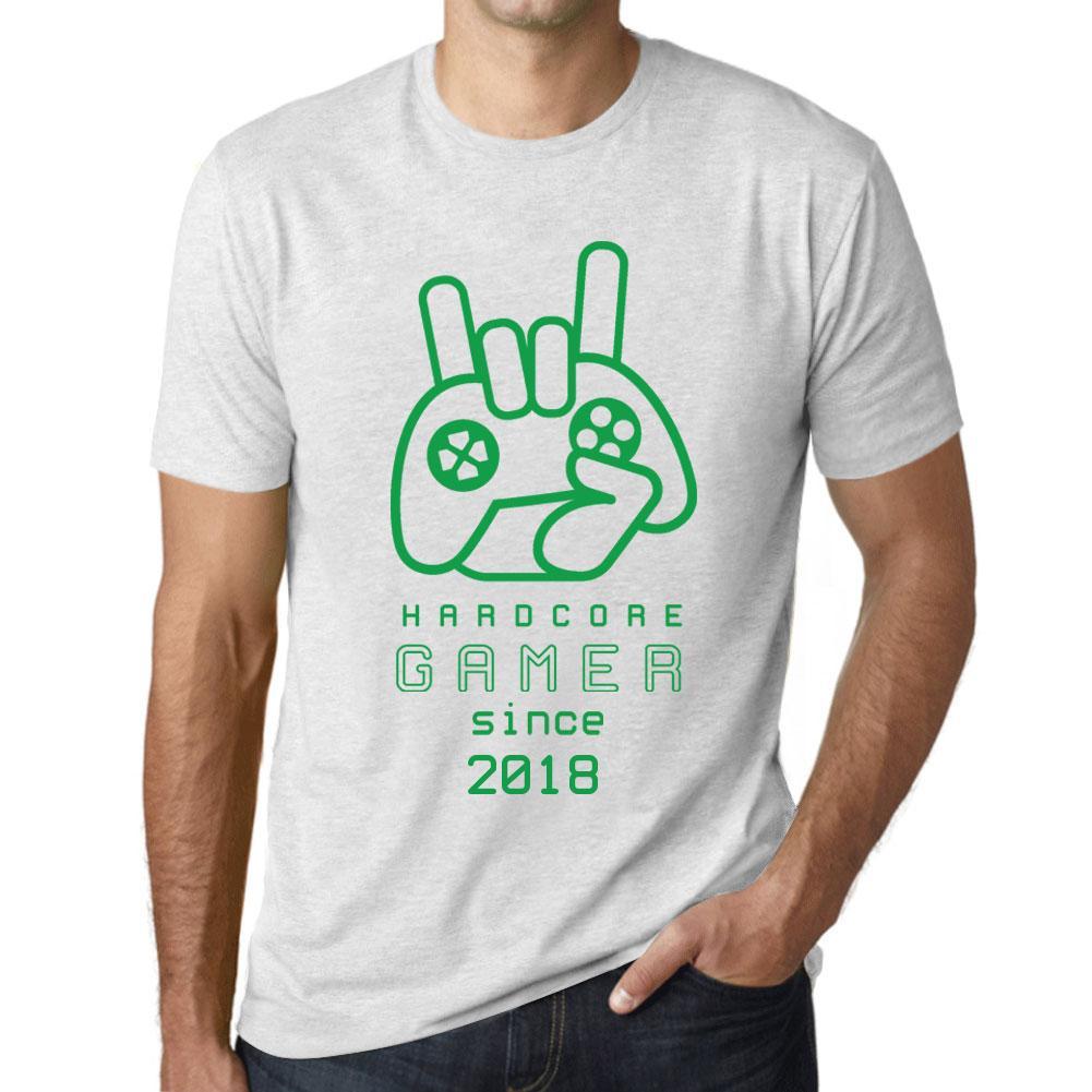 Men&rsquo;s Graphic T-Shirt Hardcore Gamer Since 2018 Vintage White - Ultrabasic