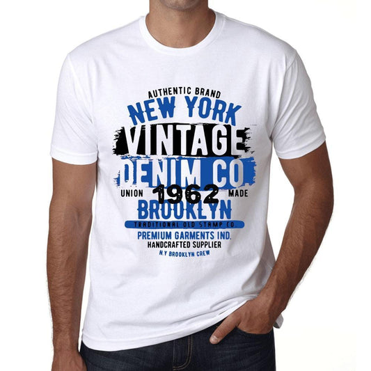 Men’s <span>Graphic</span> T-Shirt Vintage Denim Since 1962 White - ULTRABASIC