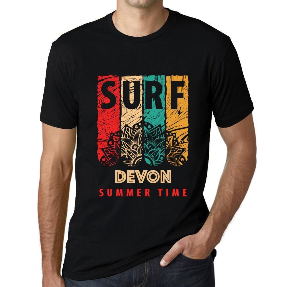 Men&rsquo;s Graphic T-Shirt Surf Summer Time DEVON Deep Black - Ultrabasic
