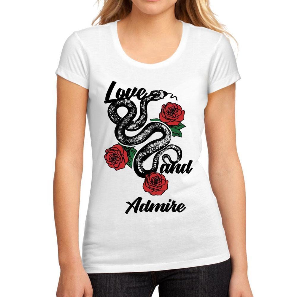 Women's Low-Cut Round Neck T-Shirt Love and Admire White - Ultrabasic