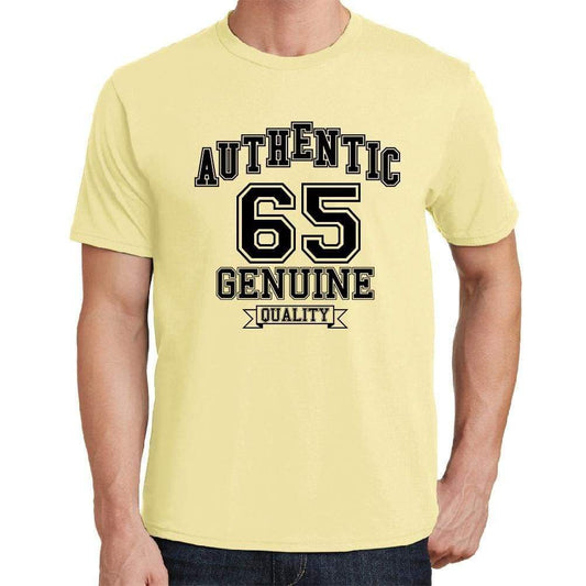 65 Authentic Genuine Yellow Mens Short Sleeve Round Neck T-Shirt 00119 - Yellow / S - Casual