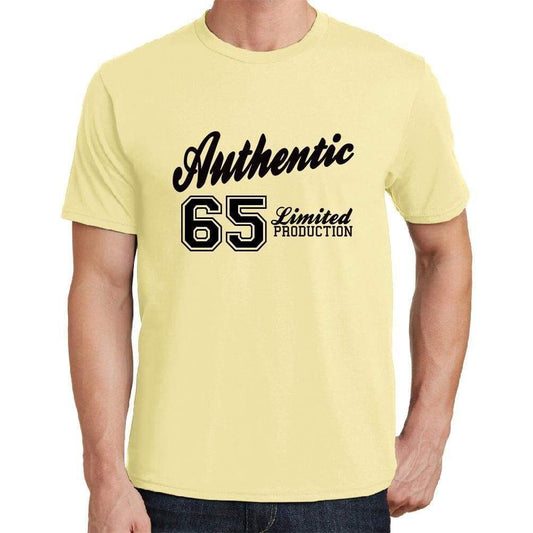 65 Authentic Yellow Mens Short Sleeve Round Neck T-Shirt - Yellow / S - Casual