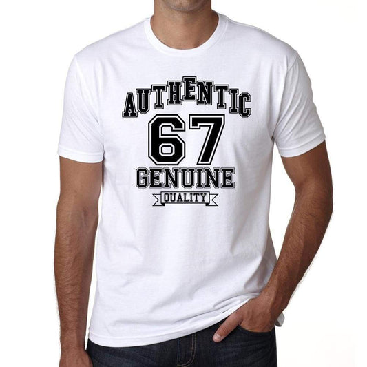 67 Authentic Genuine White Mens Short Sleeve Round Neck T-Shirt 00121 - White / S - Casual
