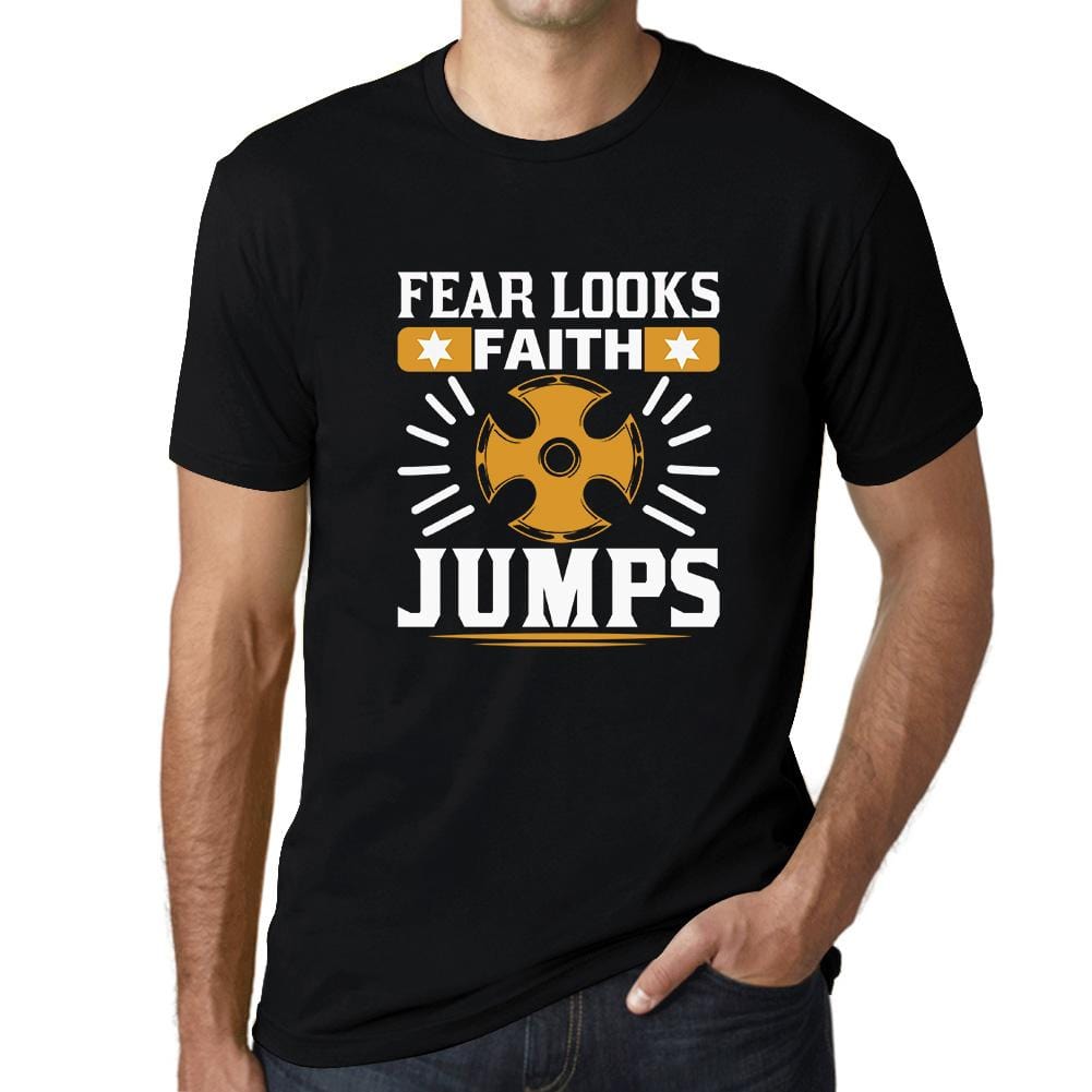 ULTRABASIC Men's T-Shirt Fear Looks Faith Jumps - Jesus Christian Religious Shirt religious t shirt church tshirt christian bible faith humble tee shirts for men god didnt send you playeras frases cristianas jesus warriors thankful quotes outfits gift love god love people cross empowering inspirational blessed graphic prayer