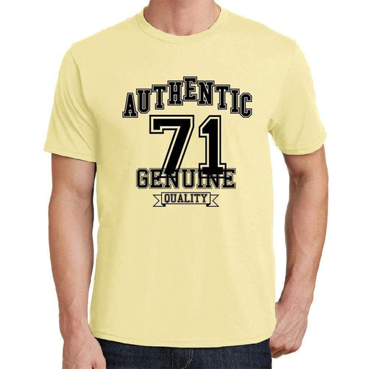 71 Authentic Genuine Yellow Mens Short Sleeve Round Neck T-Shirt 00119 - Yellow / S - Casual
